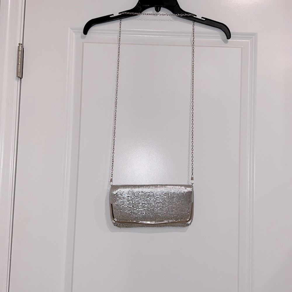 Lulu Townsend Silver sparkling evening clutch bag